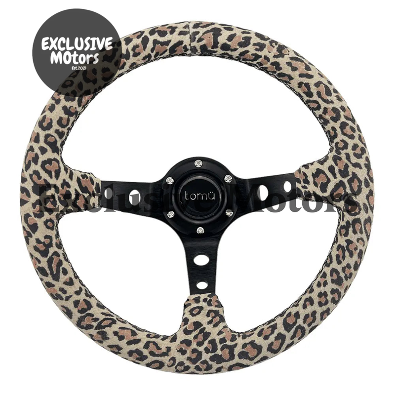 Cheetah Suede Leather Steering Wheel