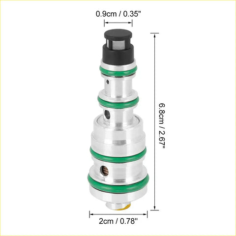 Silver-colored metal hvac expansion valve with black top cap and green o-rings for oldsmobile chevrolet ac control solenoid valve v5 yellow