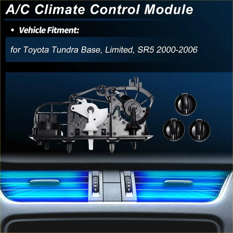 Silver and black a/c heater climate control switch module for toyota tundra 2000-2006 shown from the back side