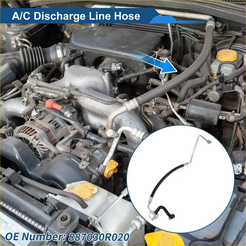 Black rubber a/c refrigerant liquid hose with metal fittings and coiled section for Toyota RAV4 2013-2018