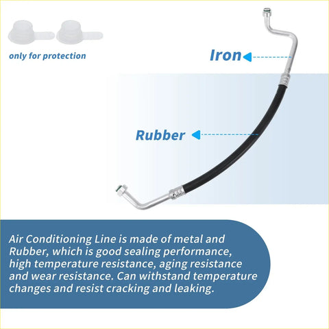Black rubber-coated iron a/c refrigerant liquid hose with metallic fittings for toyota rav4 2013-2019