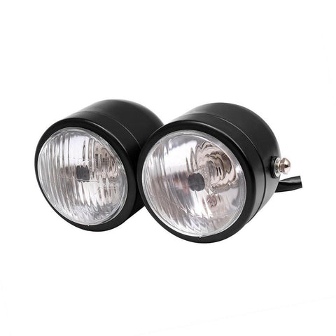 Motorcycle Street Fighter Black Twin Universal Headlight Dual Lamp Suitable