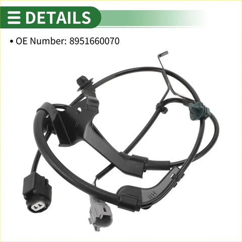Black plastic abs wheel speed sensor for toyota 4runner 2003-2009 with wire connectors and curved mounting bracket
