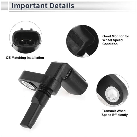 Black plastic abs wheel speed sensor with molded housing and threaded mount for toyota 4runner front left