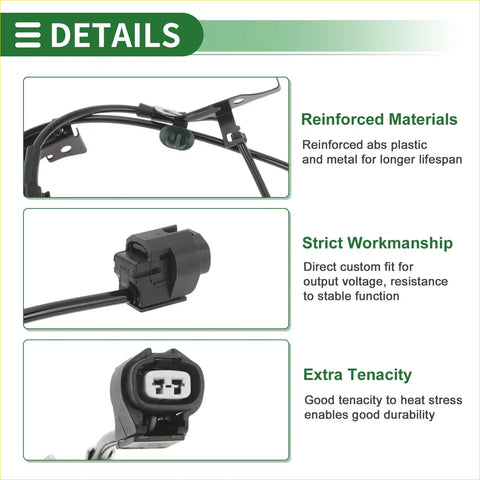 Black reinforced wiring harness with molded plastic and metal connectors for toyota 4runner abs wheel speed sensor