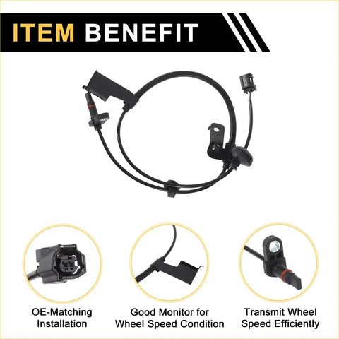Black abs wheel speed sensor with coiled cable and two connectors for oe-matching front right install on toyota avanza