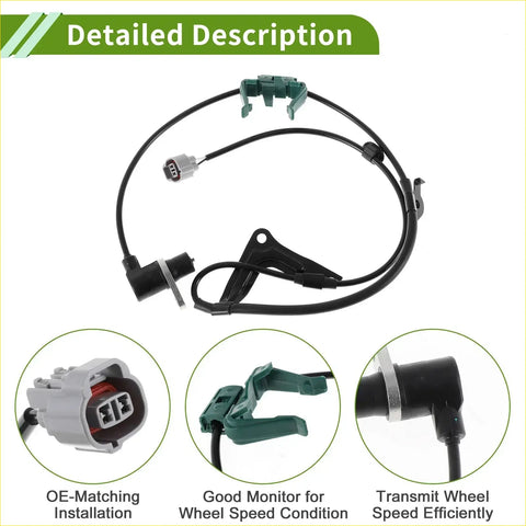 Abs wheel speed sensor for toyota avensis estate 1997-2003 with black sensor, green bracket, and gray connector