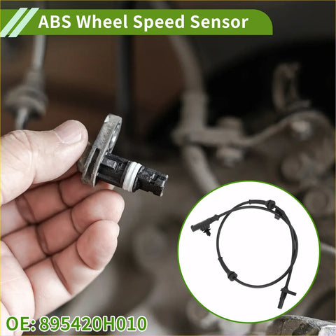 Black abs wheel speed sensor for toyota aygo with metallic housing and coiled wiring front right side