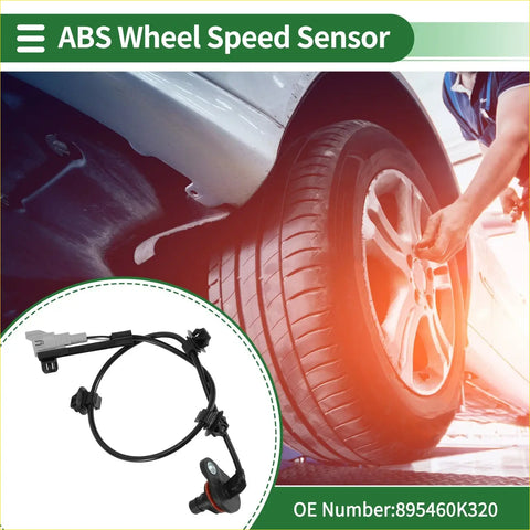 Black abs wheel speed sensor for Toyota Hilux Revo with coiled cable and plastic connectors on white background