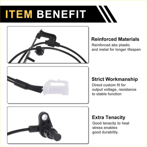 Black reinforced abs plastic and metal abs wheel speed sensor with coiled cable for toyota prado rear right 2010-2017