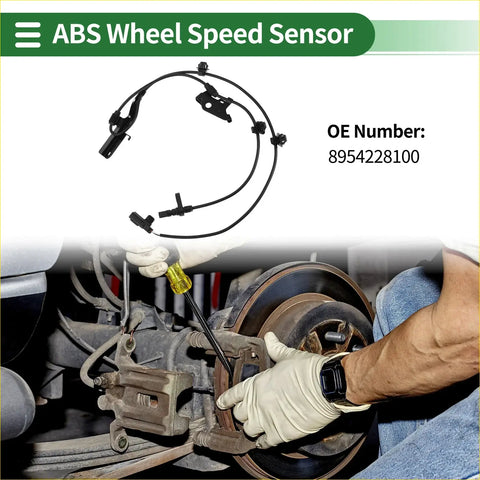 Black abs wheel speed sensor for toyota previa 1991-1997 with coiled wiring and mounting brackets visible from back side