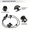 Black plastic abs wheel speed sensor with coiled wiring and mounting brackets for toyota prius front right 2010-2015