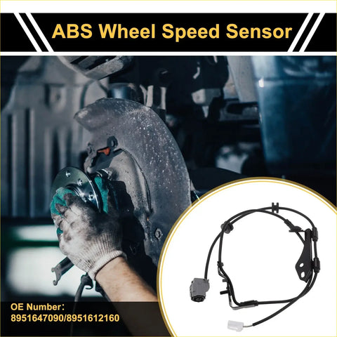 Black abs wheel speed sensor for toyota prius 2012-2015 with coiled wire and plastic housing right rear view