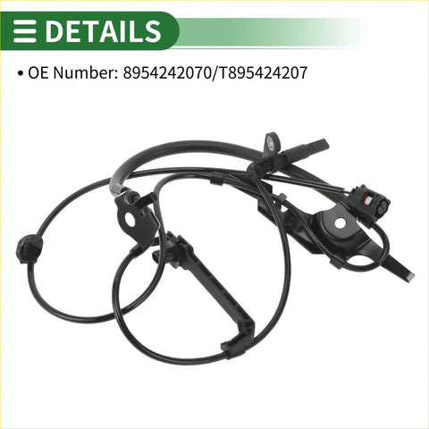 Black plastic and wire abs wheel speed sensor assembly with molded connectors for toyota rav4 2019-2021