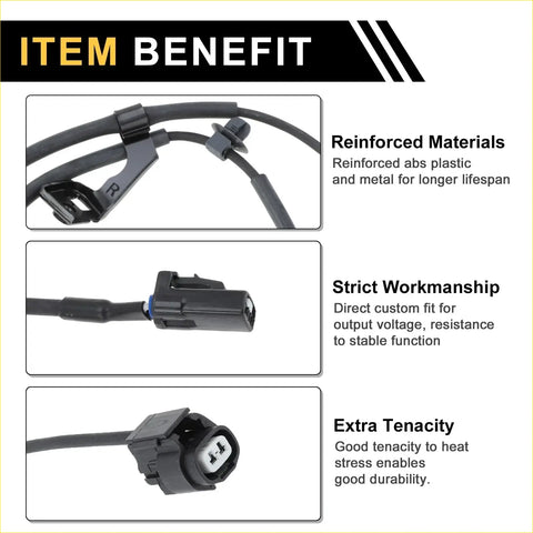 Black reinforced abs wheel speed sensor cable with abs plastic and metal connectors for toyota reiz front right