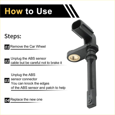 Black abs wheel speed sensor with metallic gold circular base for toyota sequoia 2008-2017 rear right back side
