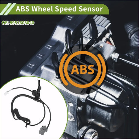 Black abs wheel speed sensor with coiled cable and plastic connector installed in toyota sienna engine bay