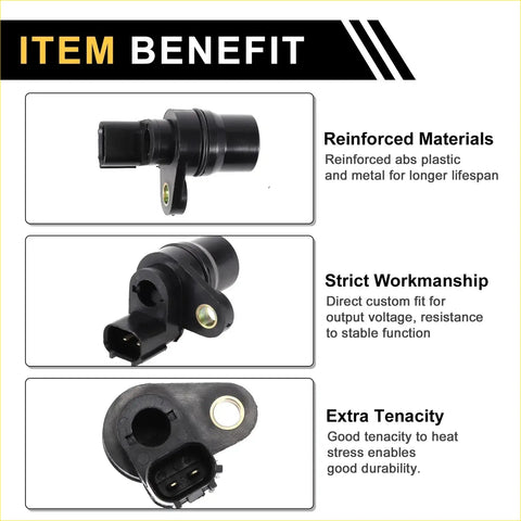 Black reinforced abs plastic and metal abs wheel speed sensor with metallic connector for rear left toyota tacoma 1998-2004