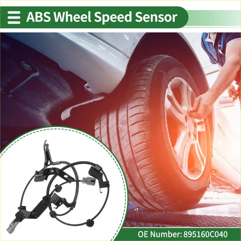 Black abs wheel speed sensor with coiled wiring and mounting brackets for toyota tundra left front 2007-2020