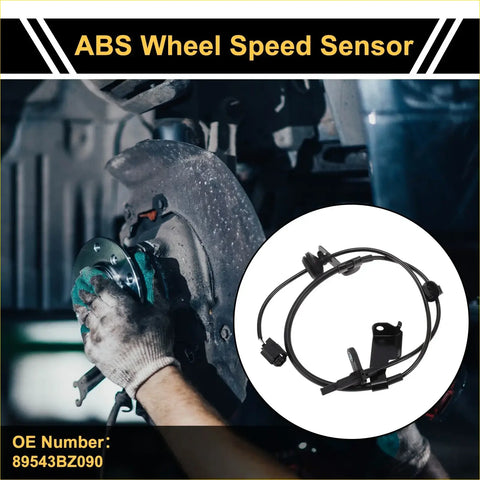 Black abs wheel speed sensor for Toyota Venza 2023 with coiled wiring and plastic connectors left front side view