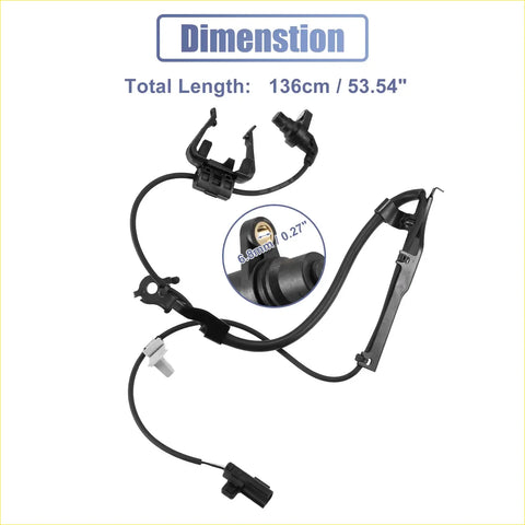 Black abs wheel speed sensor front right for toyota hilux 2005-2014 with coiled cable and multiple connectors