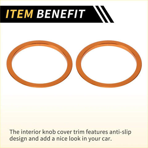 Pair of copper-colored oval ac vent dashboard decoration rings for toyota tacoma 2016-2021 interior knob trims