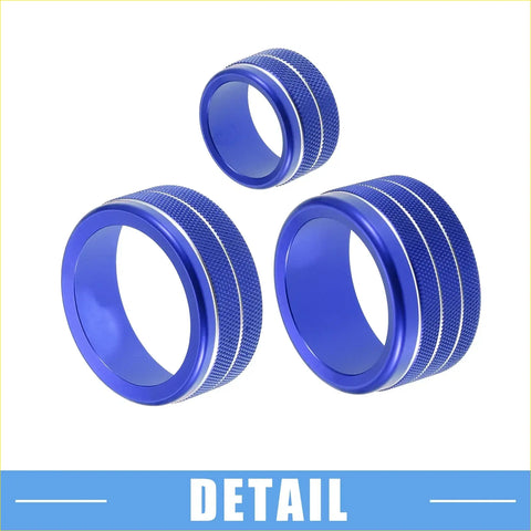 Blue aluminum cooling fan couplers with textured surface and white stripes for ac volume 4wd switch knob cover toyota tundra