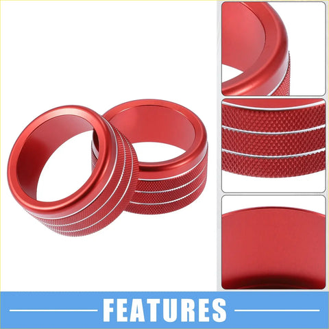 Red metallic car air vent cover with textured grip and silver accents for toyota tundra 2014-2021 set of 5