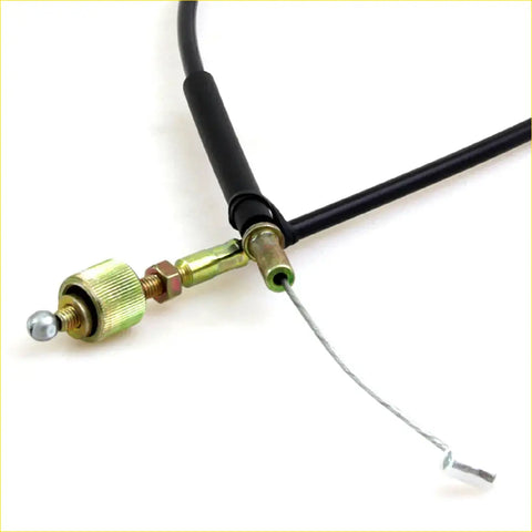 Black accelerator cable with brass-colored metal fittings and silver ball end for nissan datsun 620 ute 1972-1979
