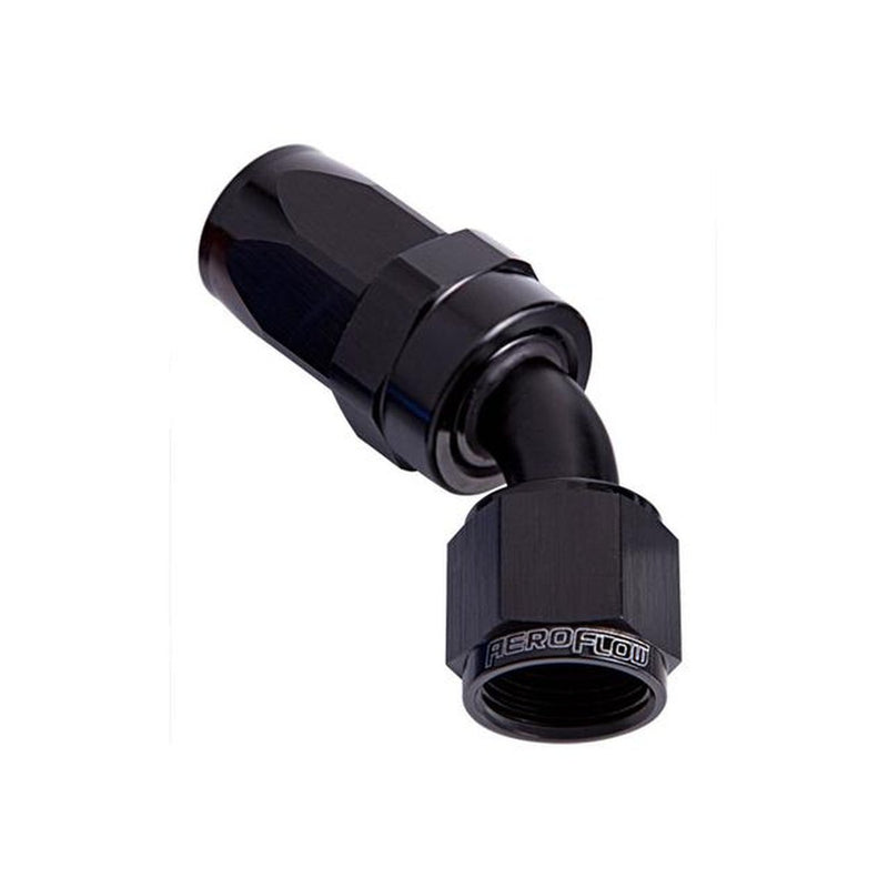 Aeroflow AF102-08BLK -8AN Taper Series 45 Degree Hose End