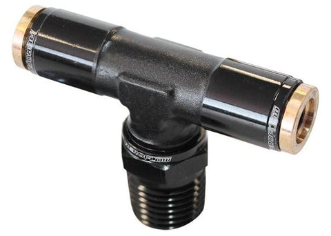 Aeroflow AF124-04-02BLK 1/8" NPT Tee To 2 X 1/4" 120