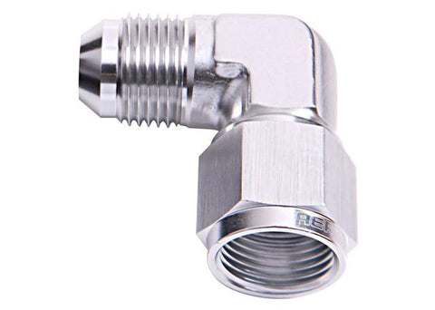 Aeroflow AF143-04S 90Deg Female - Male -4AN Silver Swivel