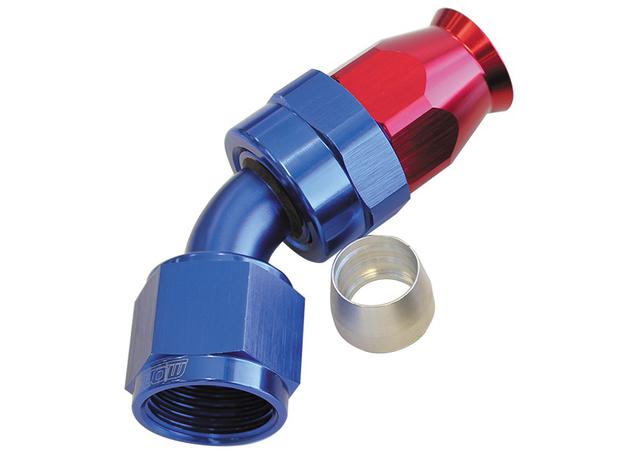 Aeroflow AF202-08D Alloy 45 Deg Hose End -8AN Blue Full