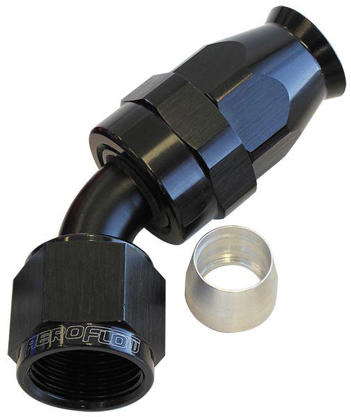 Aeroflow AF202-06DBLK Alloy 45 Deg Hose End -6AN Black