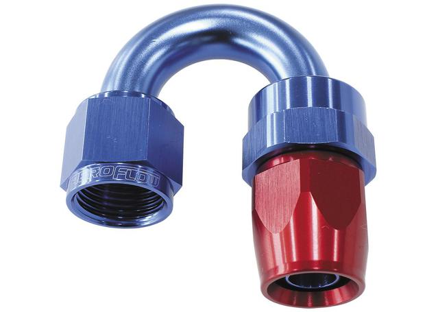 Aeroflow AF206-08D Alloy 180 Deg Hose End -8AN Blue Full