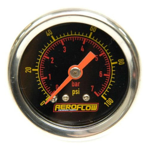 Aeroflow 1-1/2" 0-100 PSI Pressure Gauge Black Face
