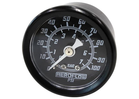 Aeroflow 1-1/2" 0-100 PSI Press Gauge Black Face White