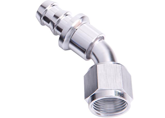 Aeroflow AF402-06S 45 Deg Push Lock End -6AN Silver No