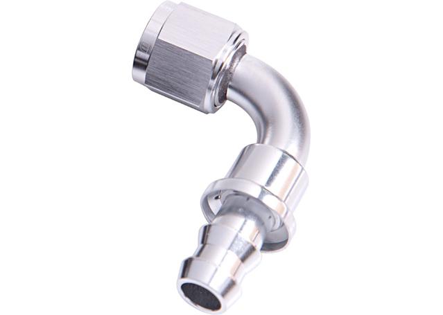 Aeroflow AF403-12S 90 Deg Push Lock End -12AN Silver No