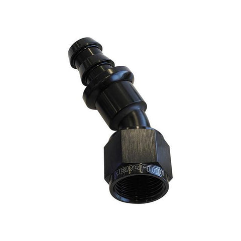 Aeroflow AF417-06BLK 30 Deg Push Lock End -6AN Black No