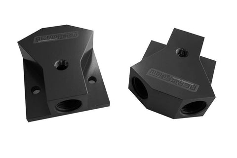 Aeroflow AF453-08BLK Billet Y-Block 3X -8 ORB Ports Black