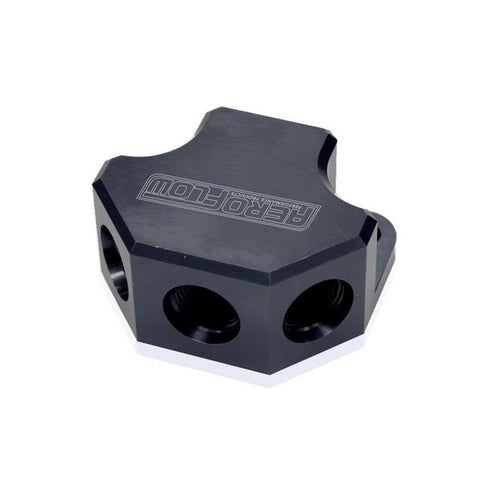 Aeroflow AF454-10-08BLK Y Block 4 Port Distribution Black