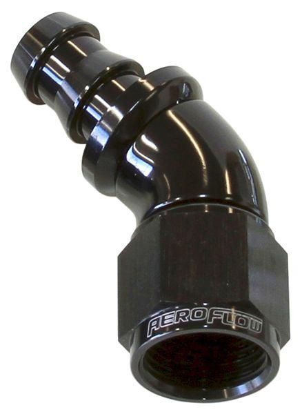 Aeroflow AF512-08BLK -8AN 45 Black Full Flow Push Lock