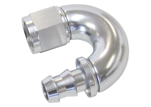 Aeroflow AF516-06S -6AN 180 Silver Full Flow Push Lock