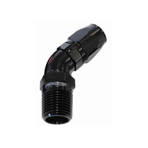 Aeroflow AF528-06-04BLK Male 1/4 NPT 45 Deg To -6AN Hose