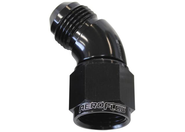 Aeroflow AF542-04BLK 45 Deg Female - Male -4AN Black Full