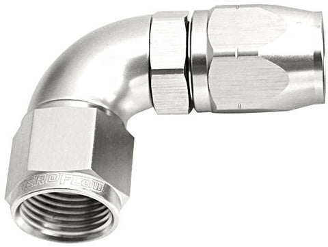 Aeroflow AF553-08S Alloy 90 Deg Hose End -8AN Silver