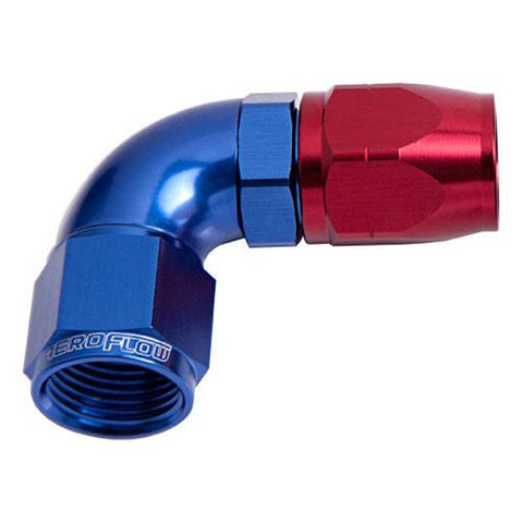 Aeroflow AF553-10 Alloy 90 Deg Hose End -10AN Blue Cutter
