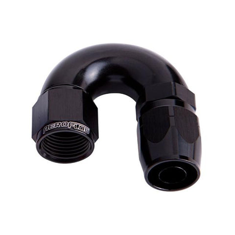 Aeroflow AF556-04BLK Alloy 180 Deg Hose End -4AN Black