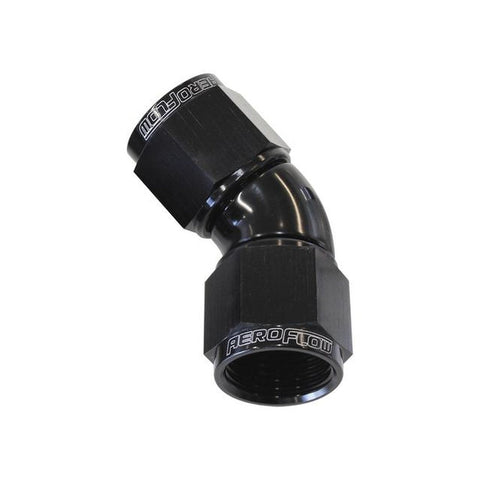 Aeroflow AF563-08BLK -8AN 45 Deg Swivel Coupler Black